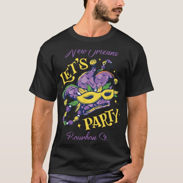 Mardi Gras Bourbon Street New Orleans Souvenir Lou T Shirt (Framsida)