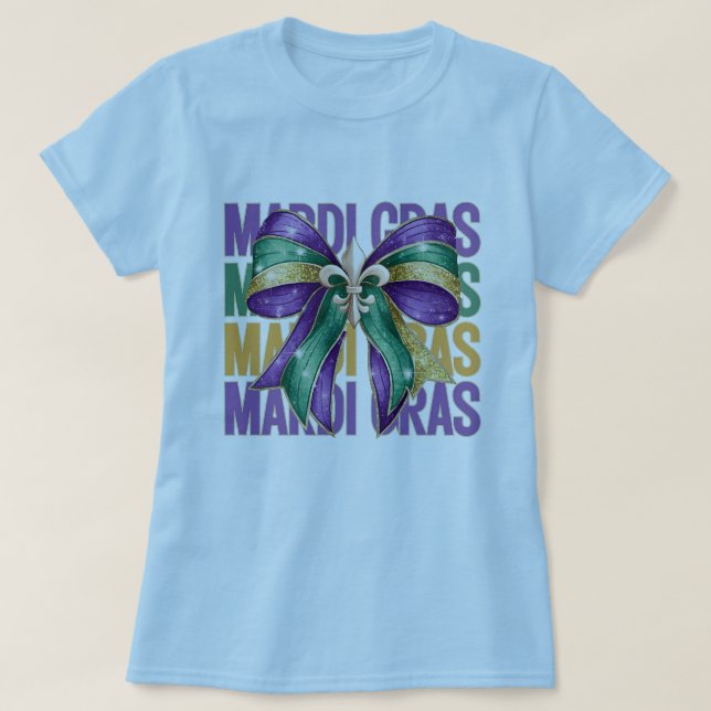 🎭 Mardi Gras Bow T-Shirt - Festive & Snyggt Desi (Design framsida)