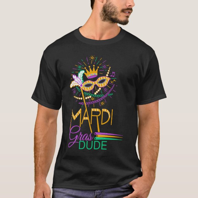 Mardi Gras Boy Mardi Gras 2023 Pärlor Mask Feather T Shirt (Framsida)