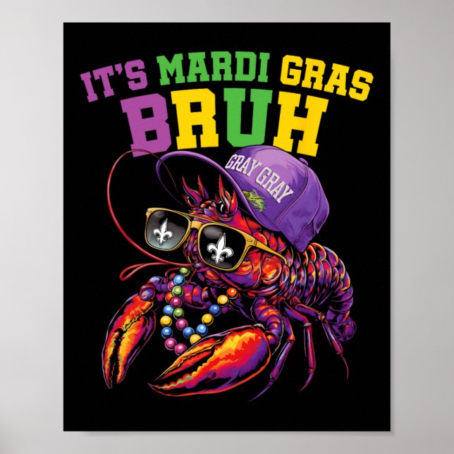 Mardi Gras Bruh Dabbing Kräftor Carnival Kid Poster (Framsidan)