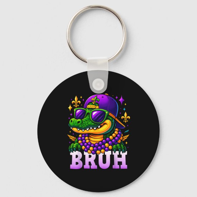 Mardi Gras Bruh Mardigator Alligator Costume Teens Nyckelring (Framsida)
