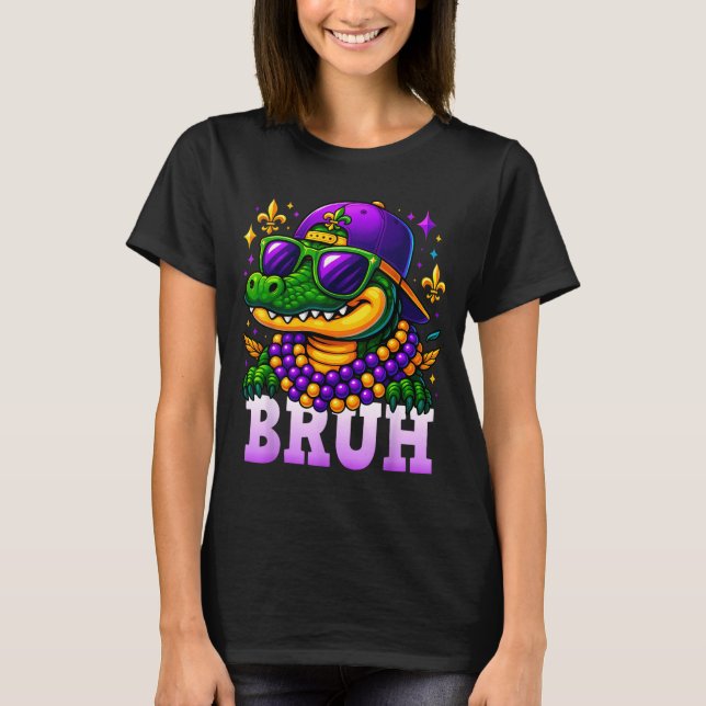 Mardi Gras Bruh Mardigator Alligator Costume Teens T Shirt (Framsida)