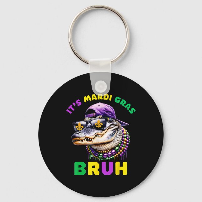 Mardi Gras Bruh Marigator Alligator Mardi Gra Nyckelring (Framsida)