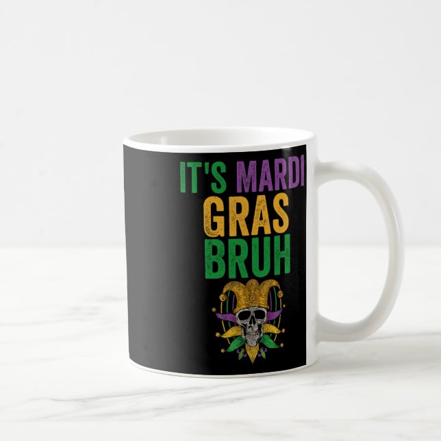 Mardi Gras Bruh Skeleton Skull Funny Mardi Gr Kaffemugg (Höger)
