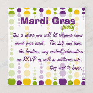 Mardi Gras Bubble Dots Inbjudningar