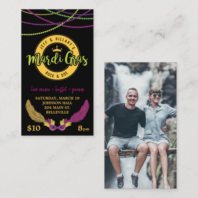 Mardi Gras Buck and Doe Jack och Jill Biljett (Fram/baksida)