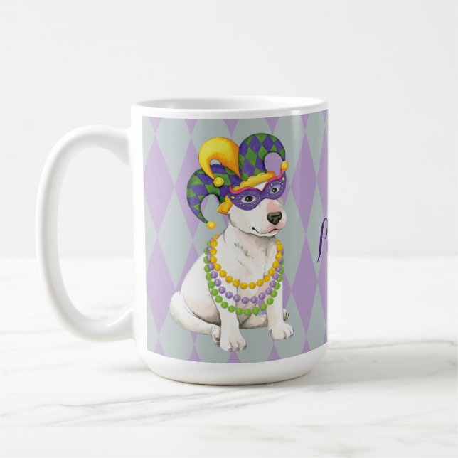 Mardi Gras Bull Terrier Kaffemugg (Vänster)