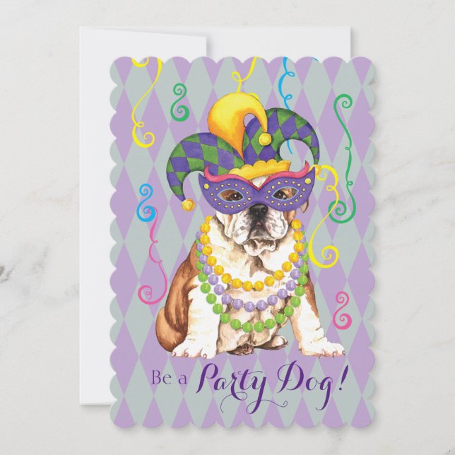 Mardi Gras Bulldog Inbjudningar (Framsida)