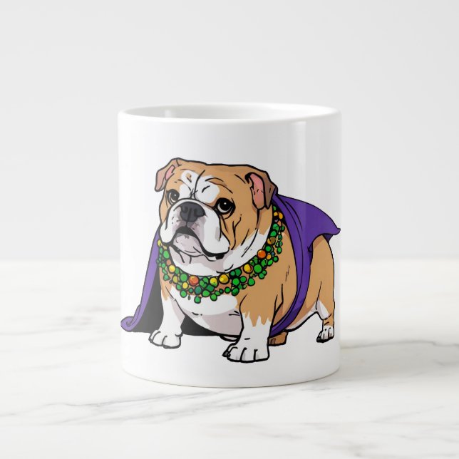 Mardi Gras Bulldog Kung Mugg Jumbo Mugg (Framsidan)