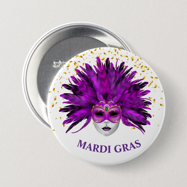 Mardi Gras Button Pin Knapp (Framsida & baksida)