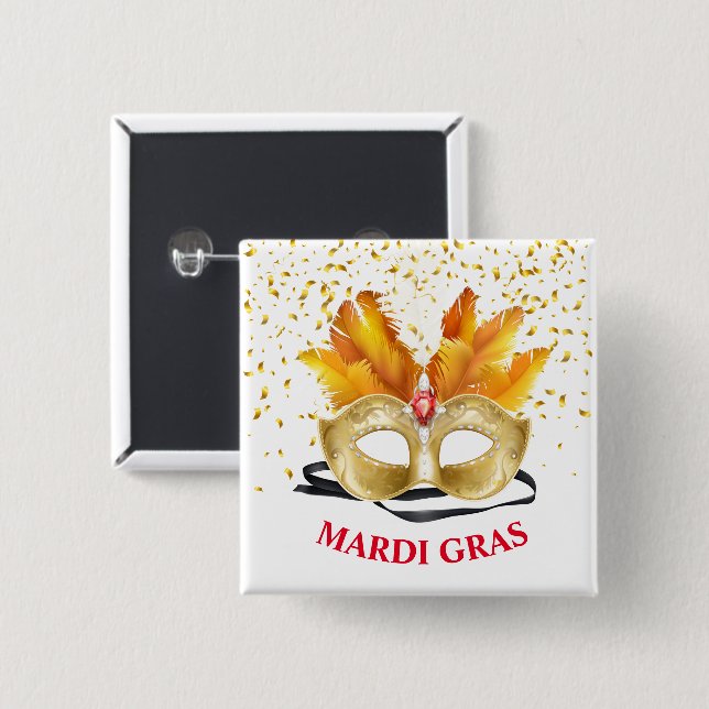 Mardi Gras Button Pin Knapp (Framsida & baksida)
