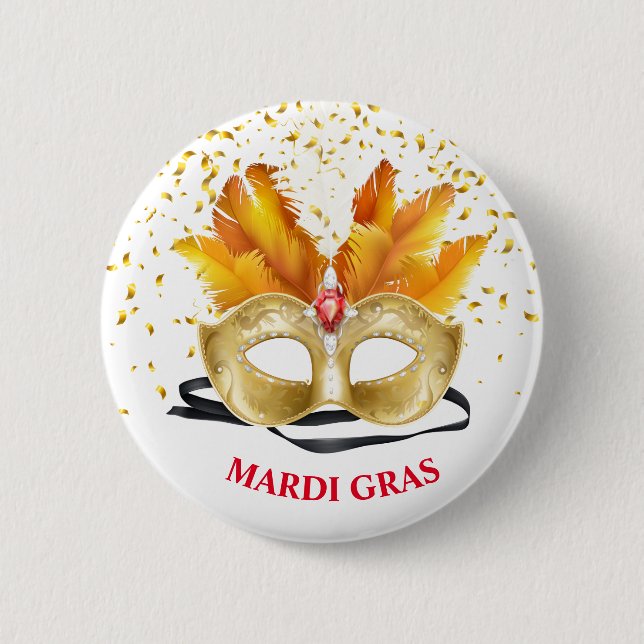 Mardi Gras Button Pin Knapp (Framsida)