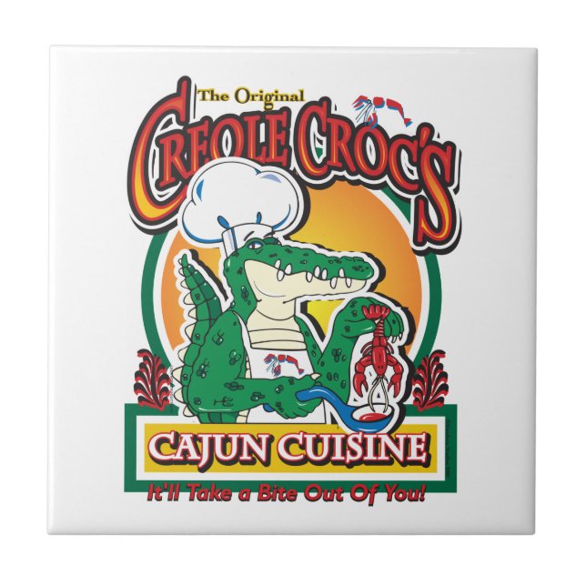 Mardi Gras Cajun Crokodile Kakelplatta (Framsidan)