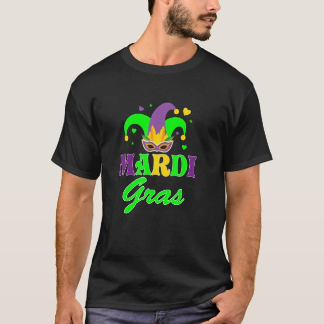 Mardi Gras Capuchon Mask Funny Mardi Gras Party Mo T Shirt (Framsida)