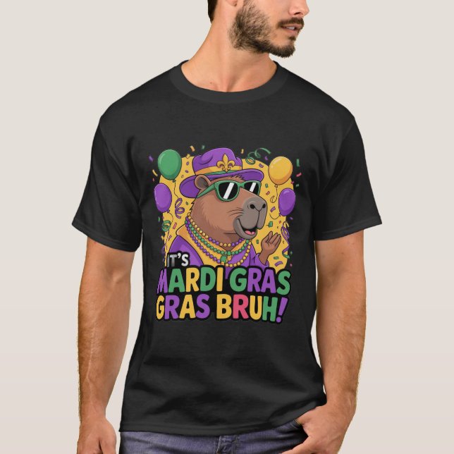 Mardi Gras Capybara – Funny Festival Animal Design T Shirt (Framsida)