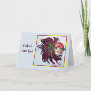 Mardi Gras Card med vacker mask Helgkort