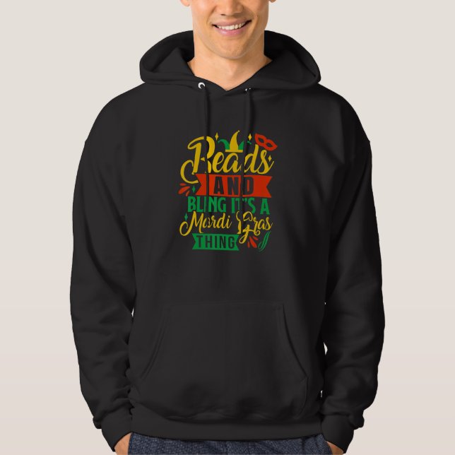 Mardi Gras Carnival Beads And Bling It's A Mardi G Hoodie (Framsida)