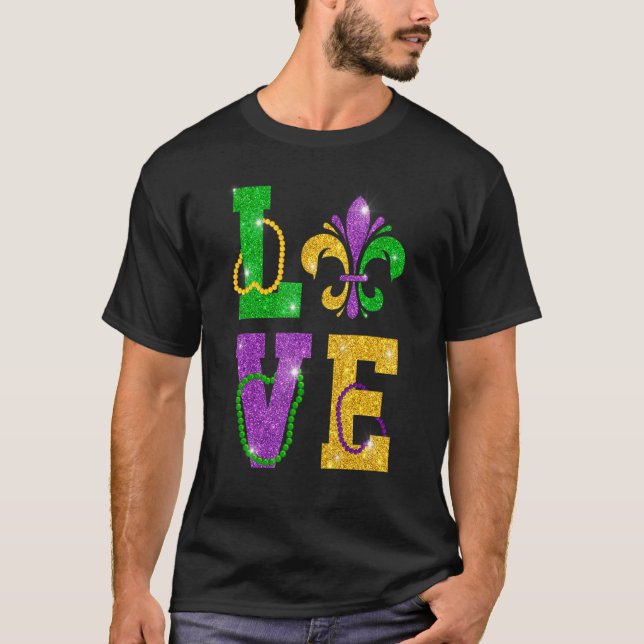 Mardi Gras Carnival Costume Glitter Effect Fleur D T Shirt (Framsida)
