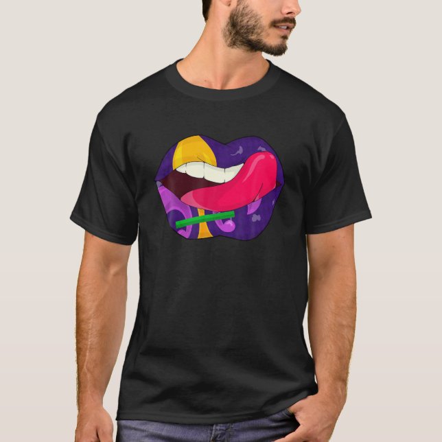 Mardi Gras Carnival Costume Lila Amp Guld Fleur- T Shirt (Framsida)