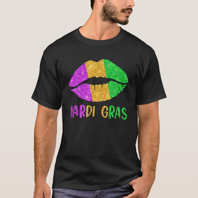 Mardi Gras Carnival Costume Lila Amp Guld Fleur- T Shirt (Framsida)