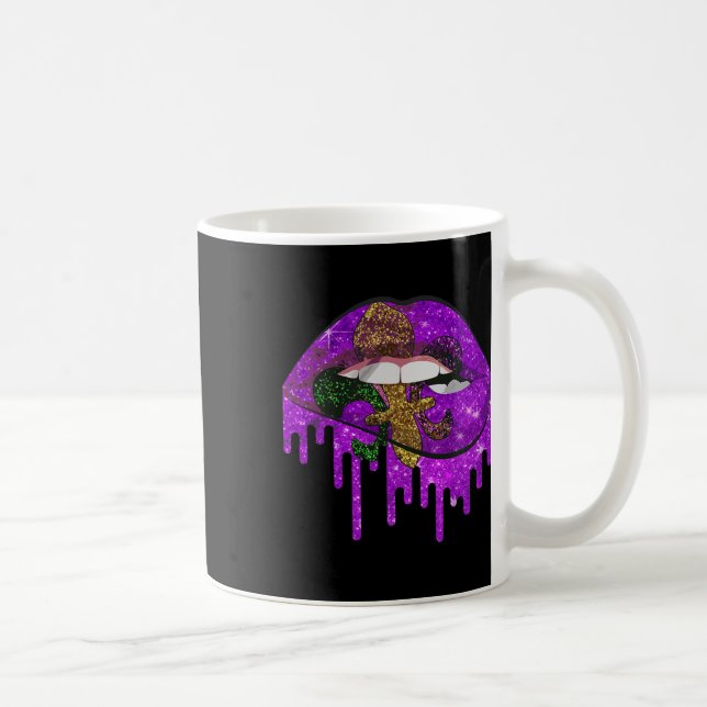 Mardi Gras Carnival Costume Lila and Guld Fleur- Kaffemugg (Höger)