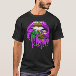 Mardi Gras Carnival Costume Lila & Guld Fleur de T Shirt