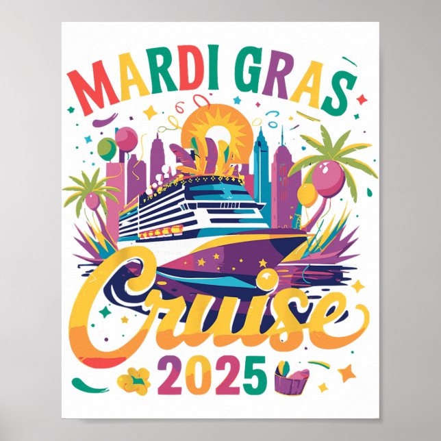 Mardi Gras Carnival Cruise 2025 Family Cruising Mo Poster (Framsidan)