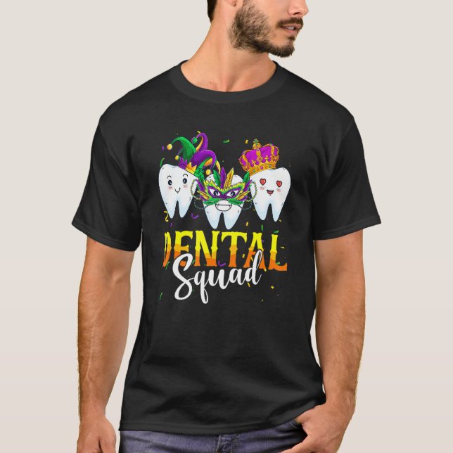 Mardi Gras Carnival Dental Squad New Orlean Dentis T Shirt (Framsida)