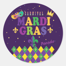 Mardi Gras Carnival Festive Fleur de Lis Diamond Runt Klistermärke