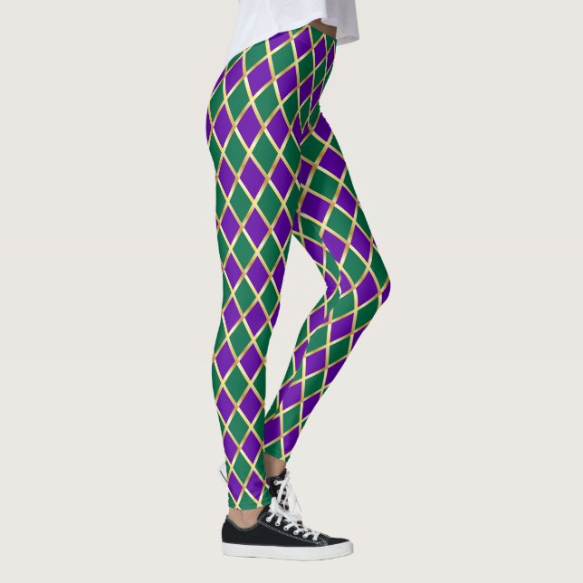 Mardi Gras Carnival Fleur de Lis Diamond Decor Med Leggings (Höger)