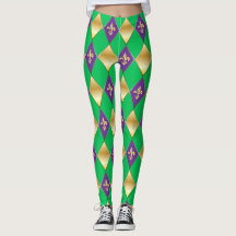 Mardi Gras Carnival Fleur de Lis Diamond Harlequin