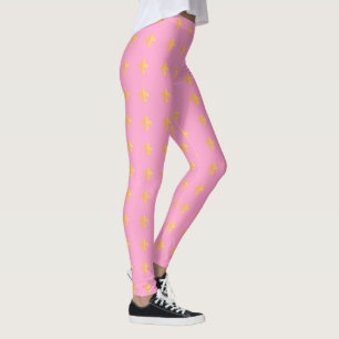 Mardi Gras Carnival Fleur de Lis Diamond Harlequin Leggings