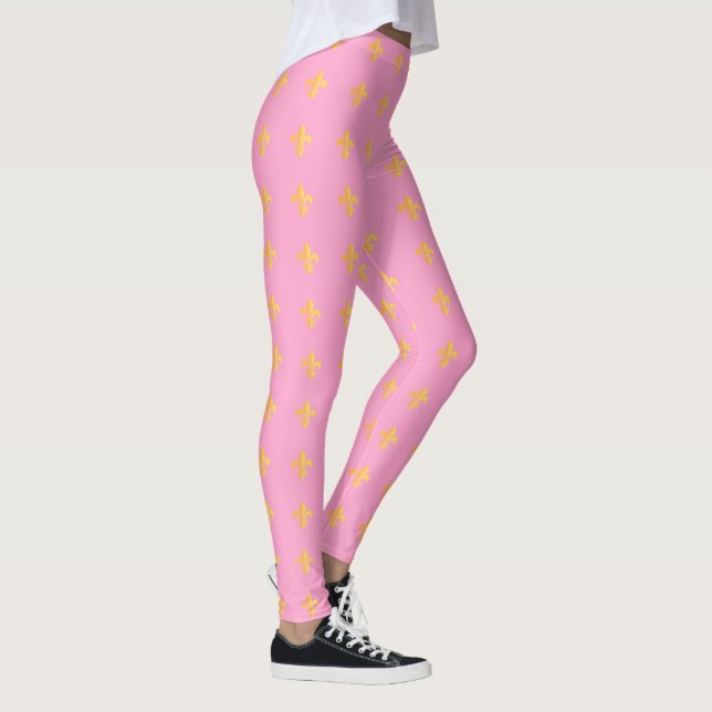 Mardi Gras Carnival Fleur de Lis Diamond Harlequin Leggings (Höger)