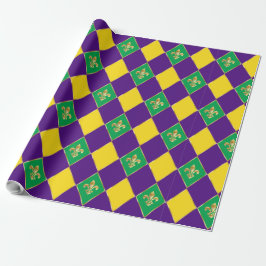 Mardi Gras Carnival Geometric Rhombus Fleur de Lis Presentpapper
