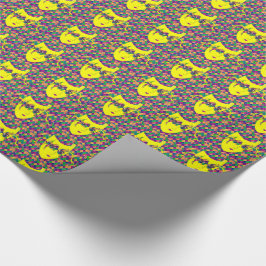 Mardi Gras Carnival Gult Mask på Lila Diamonds Presentpapper