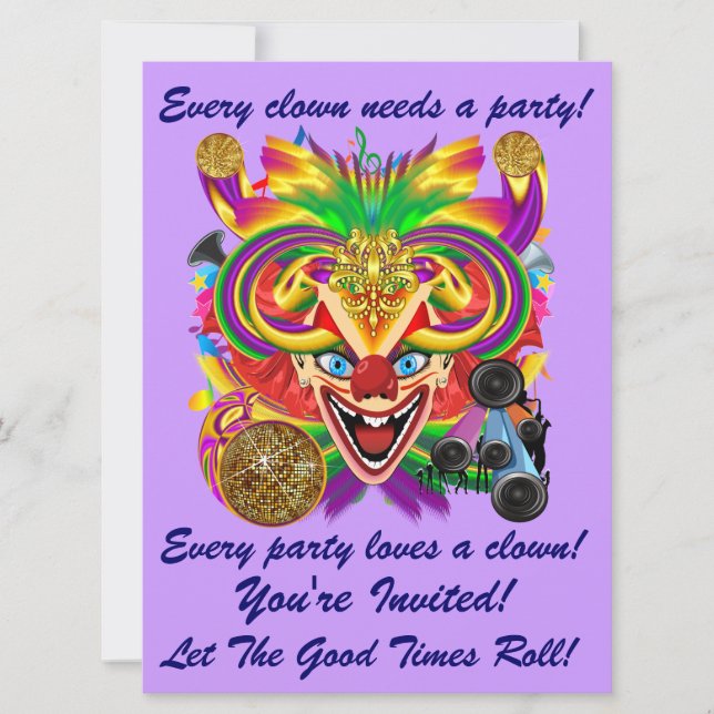 Mardi Gras Carnival Händelse Visa anteckningar Inbjudningar (Framsida)