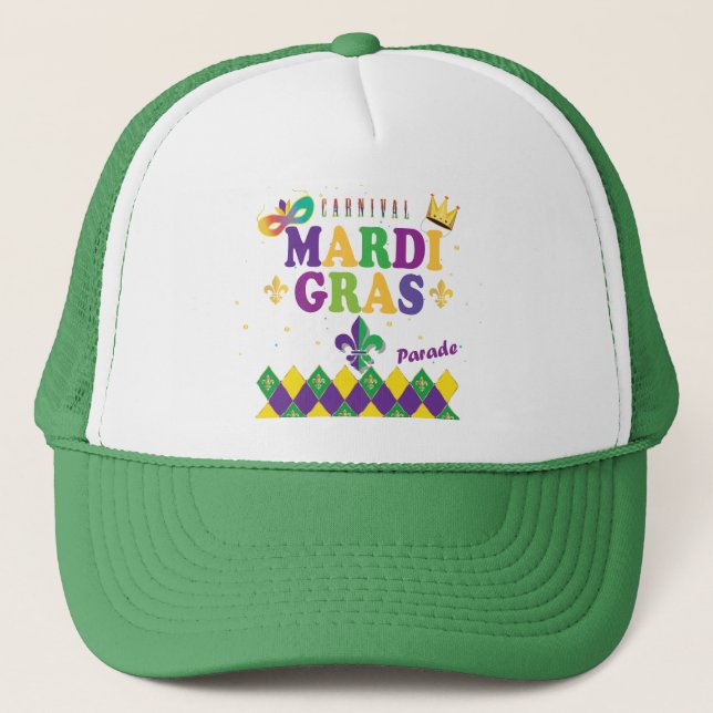 Mardi Gras Carnival Harlequin Fleur de Lis Diamond Keps (Framsida)
