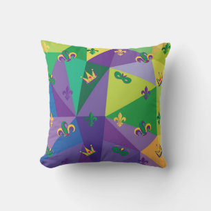 Mardi Gras Carnival Harlequin Fleur de Lis Diamond Kudde