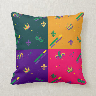 Mardi Gras Carnival Harlequin Fleur de Lis Diamond Kudde