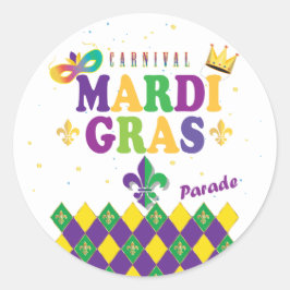 Mardi Gras Carnival Harlequin Fleur de Lis Diamond Runt Klistermärke