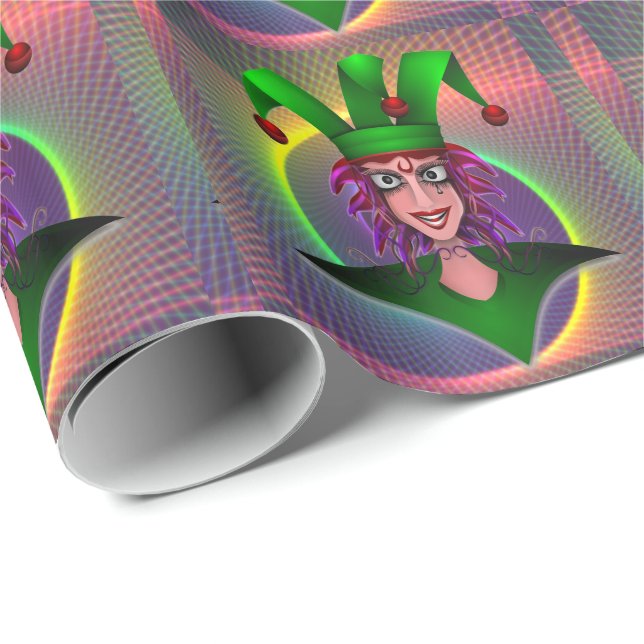 Mardi Gras Carnival Jester Presentpapper (Rullad Hörn)