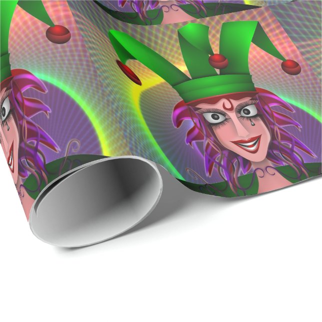 Mardi Gras Carnival Jester Presentpapper (Rullad Hörn)