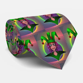 Mardi Gras Carnival Lila Grönt Jester Slips