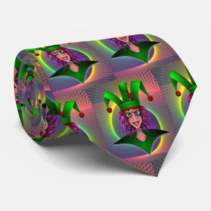 Mardi Gras Carnival Lila Grönt Jester Slips