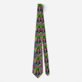 Mardi Gras Carnival Lila Grönt Jester Slips