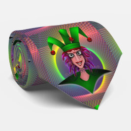 Mardi Gras Carnival Lila Grönt Jester Slips