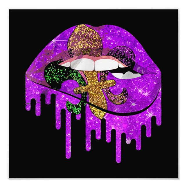 Mardi Gras Carnival Lila Guld Fototryck (Framsidan)