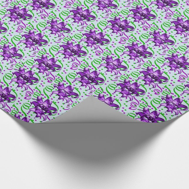 Mardi Gras Carnival Lila Mask med konfetti Presentpapper (Hörn)