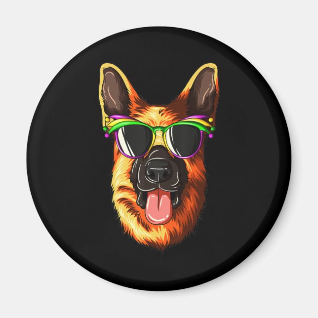 Mardi Gras Carnival Mask German Shepherd Magnet (Framsidan)