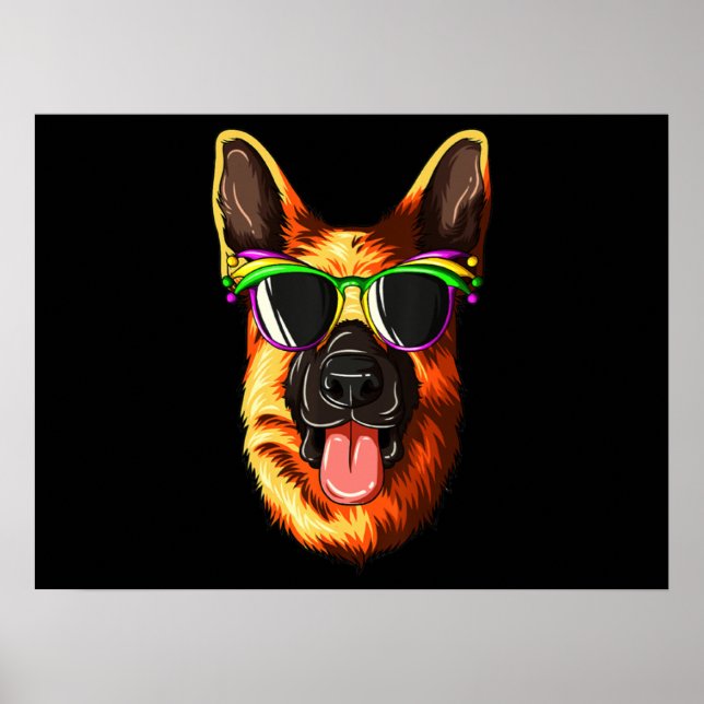 Mardi Gras Carnival Mask German Shepherd Poster (Framsidan)